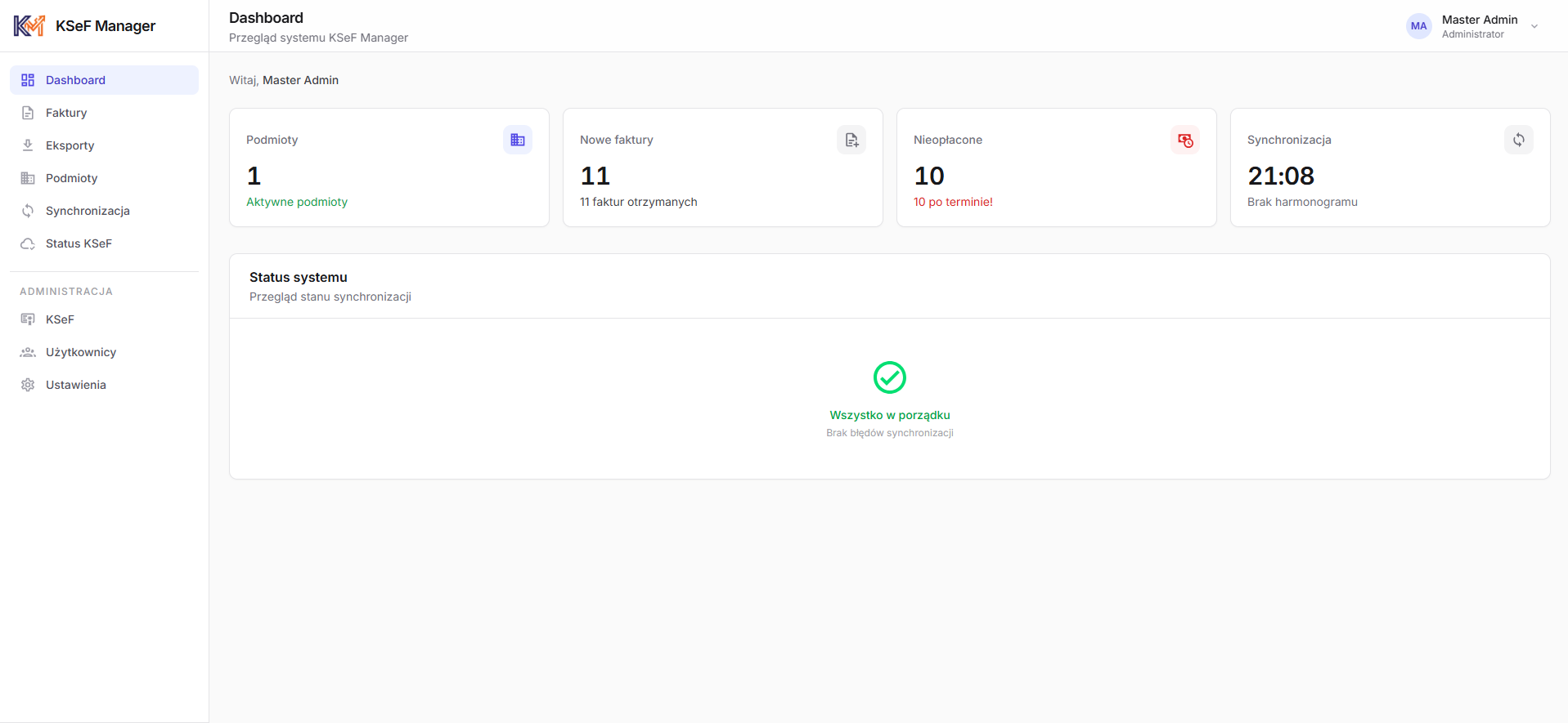 Dashboard KSeF Manager